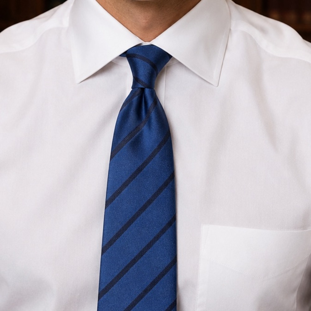 Petronius Royal Blue Repp Tie with Regimental Navy Blue Dtripe
